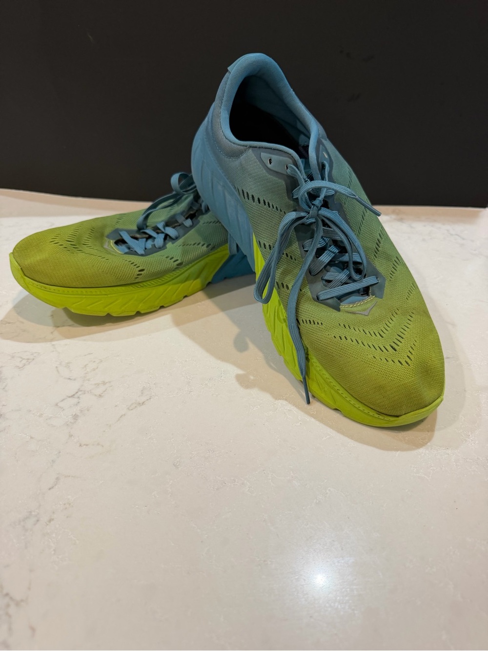 Hoka One One Mach 2 Men's Lightweight Running Shoes in Blue and Lime